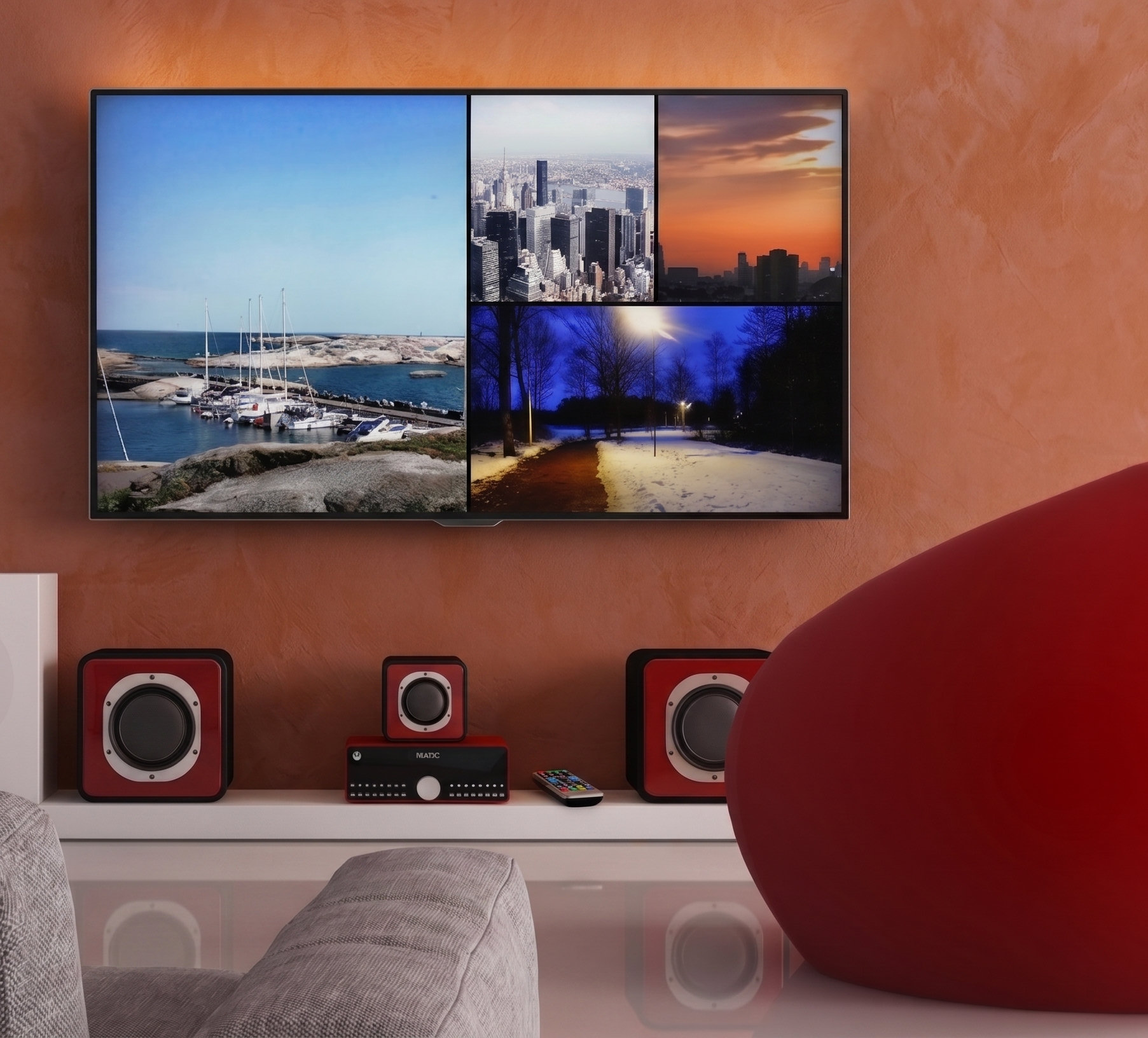PictaCast running on a living room TV